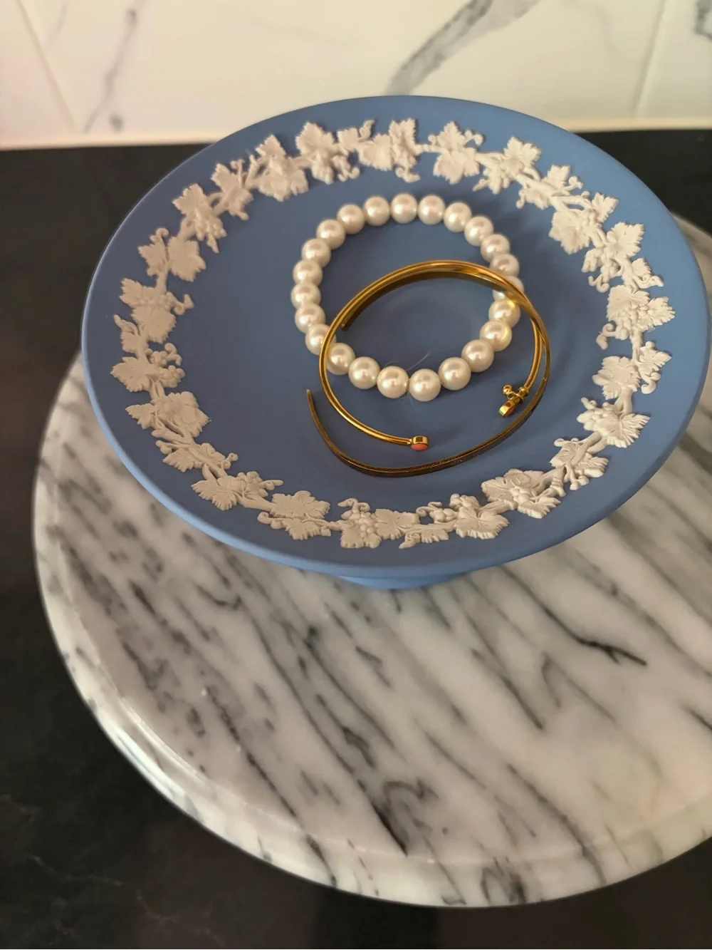 Wedgwood Blue Jasperware-Style Pedestal Candy/Trinket/ Jewelry Dish